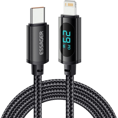 Дата кабель USB-C to Lightning 1.0m 29W LED black Essager (EXCTL-XY01-P)