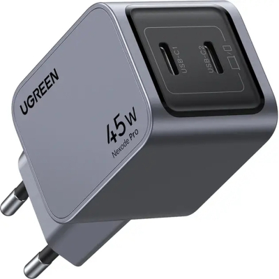 Зарядний пристрій UGREEN 2xUSB-C PD45W GaN X707 gray (35008)