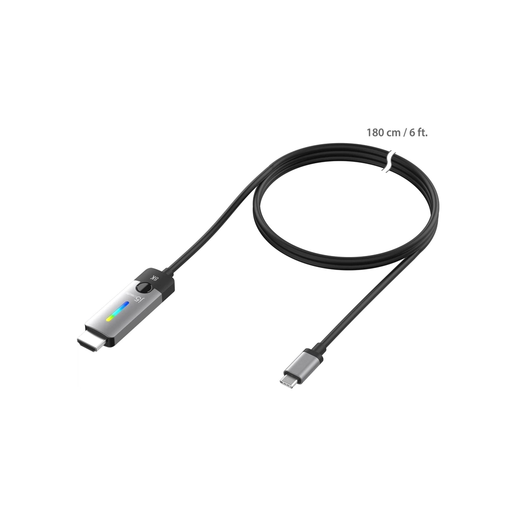 Кабель мультимедійний USB-C to HDMI M 1.8m 8K 60Hz LED RGB J5create (JCC157-N) Кабель мультимедійний USB-C to HDMI M 1.8m 8K 60Hz LED RGB J5create (JCC157-N)
