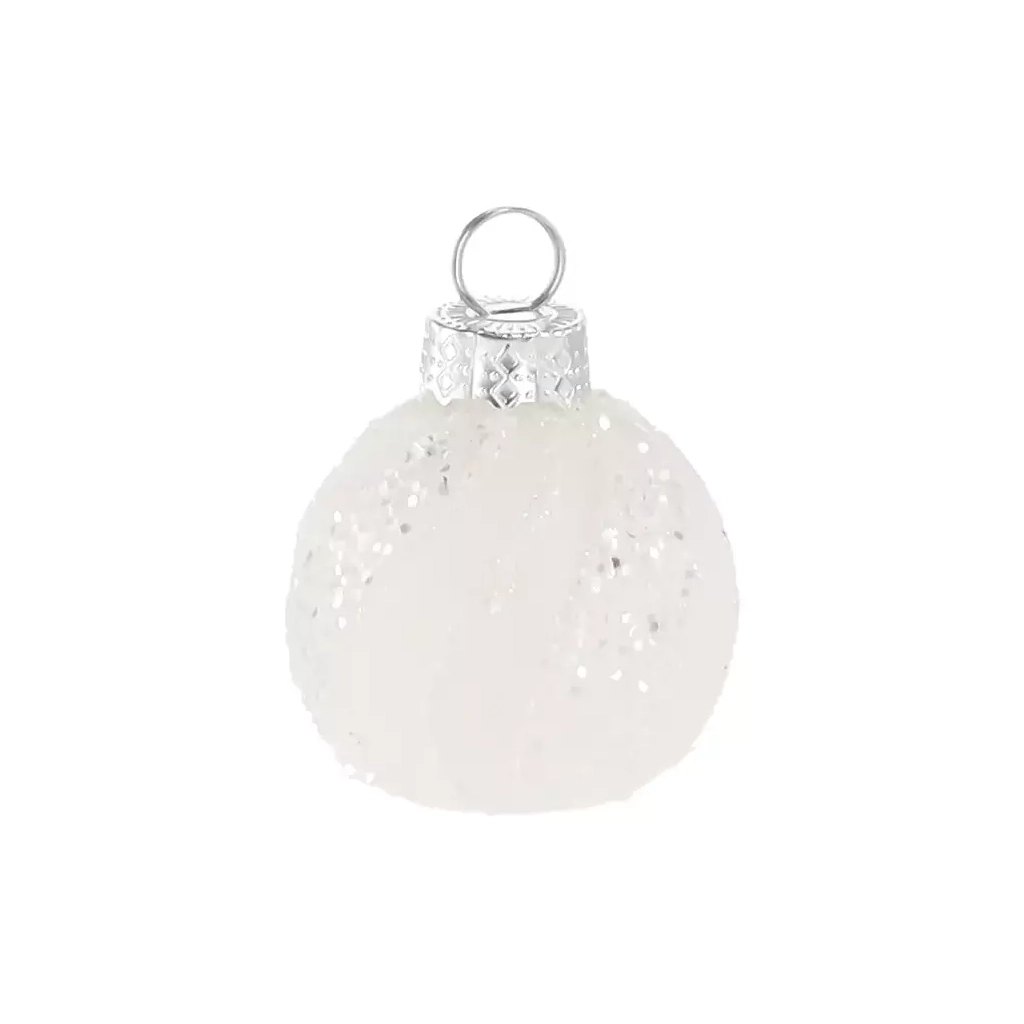 Ялинкова іграшка Chomik скляні кульки 4 см, 6шт, білі з блискітками (5900779855786) Ялинкова іграшка Chomik скляні кульки 4 см, 6шт, білі з блискітками (5900779855786)