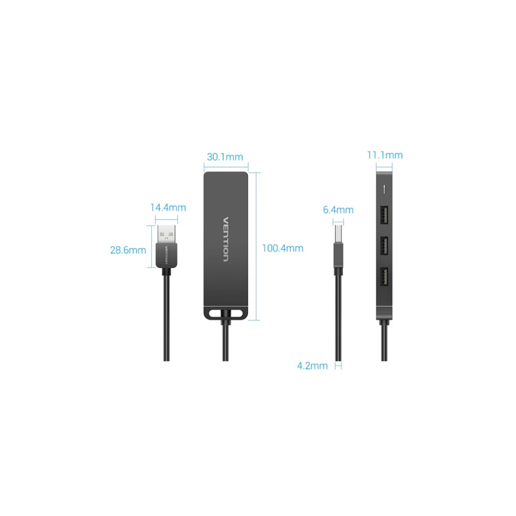 Концентратор VENTION USB 2.0 to 4xUSB 2.0 black (CHMBB)