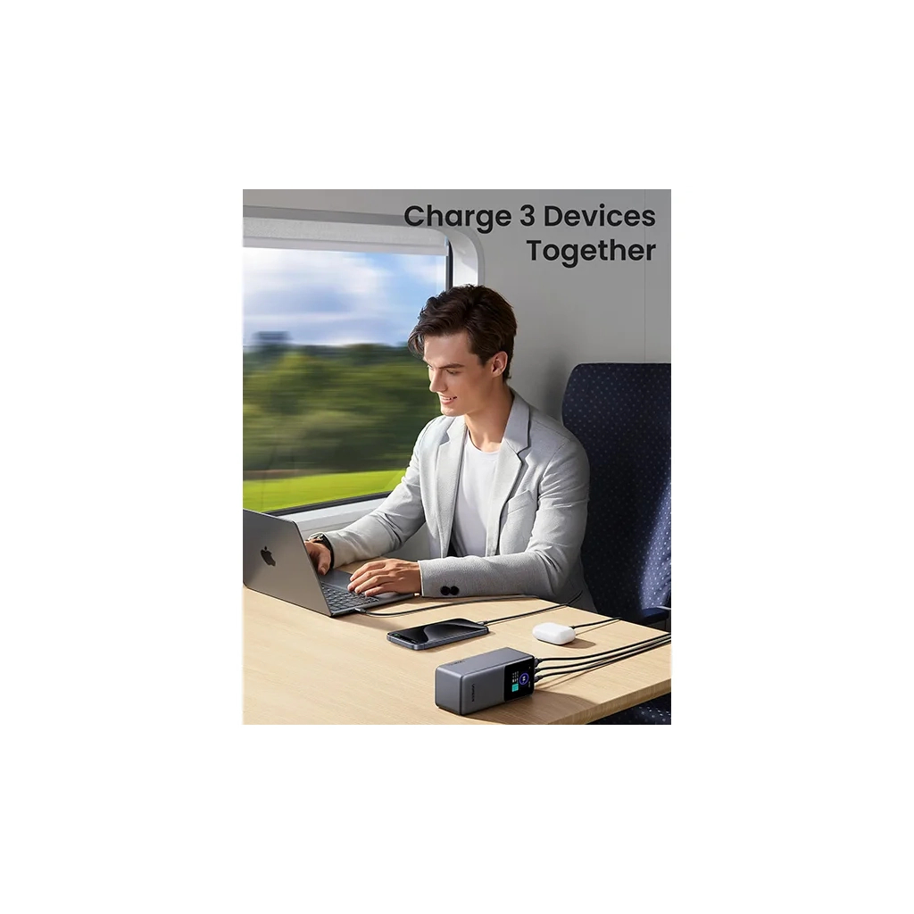 Повербанк Ugreen 20000mAh 130W Nexode Smart Display with Built-in Cable (PB723 55365B)