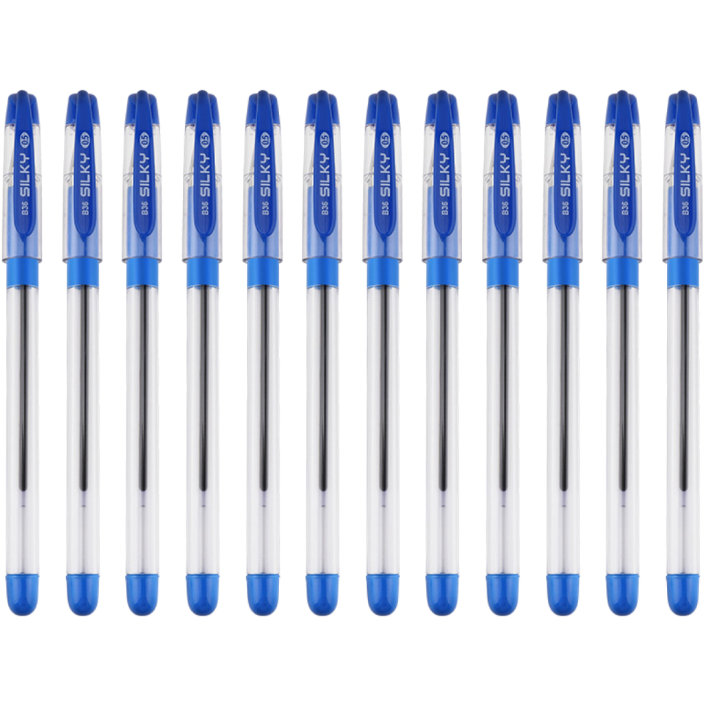 Ручка масляна Baoke Silky 0.5 мм, з грипом синя, 12 шт (B36-blue)