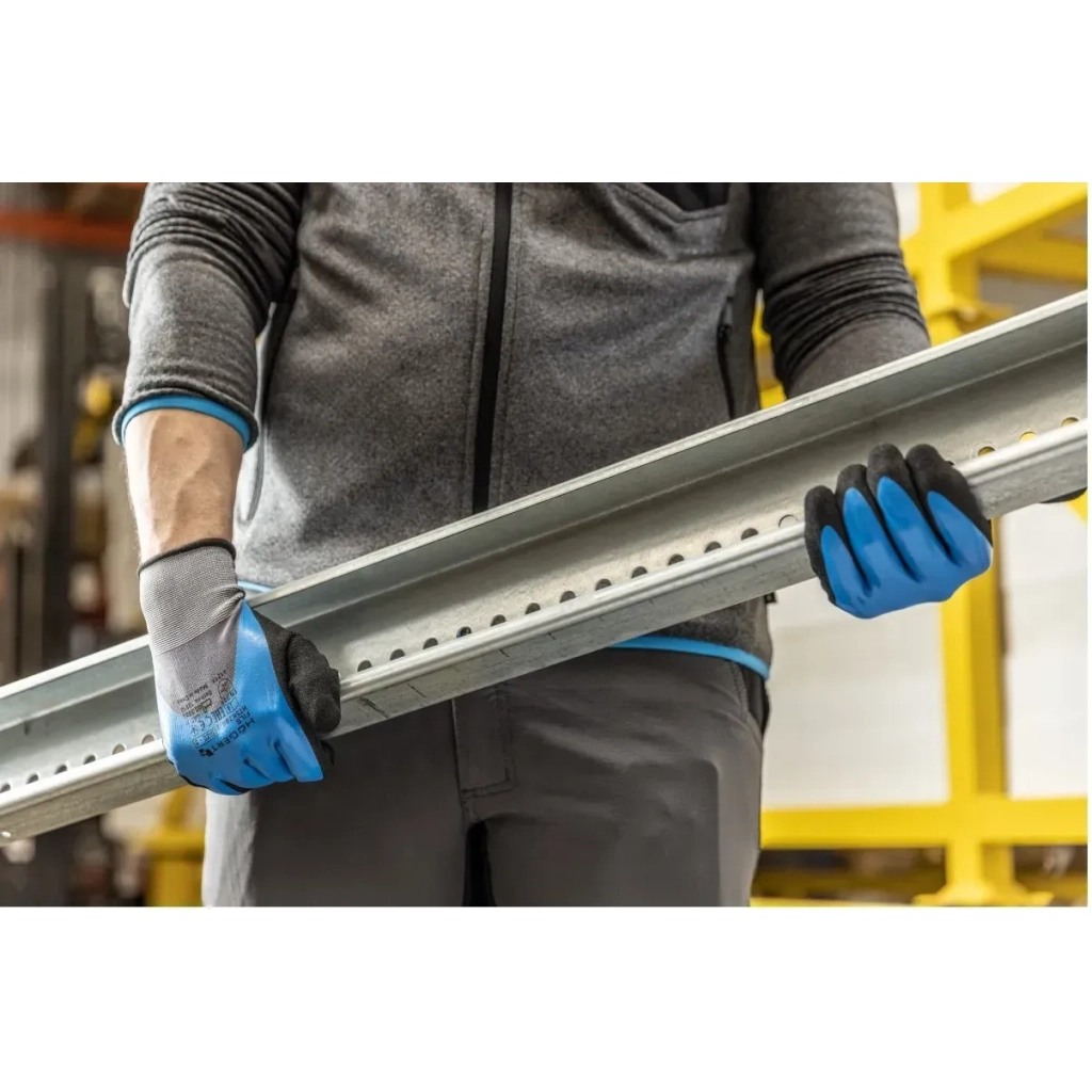 Захисні рукавиці Hoegert FILS HT5K764-9 з спіненим нітрилом 3/4 блакитні, 9 (HT5K764-9)