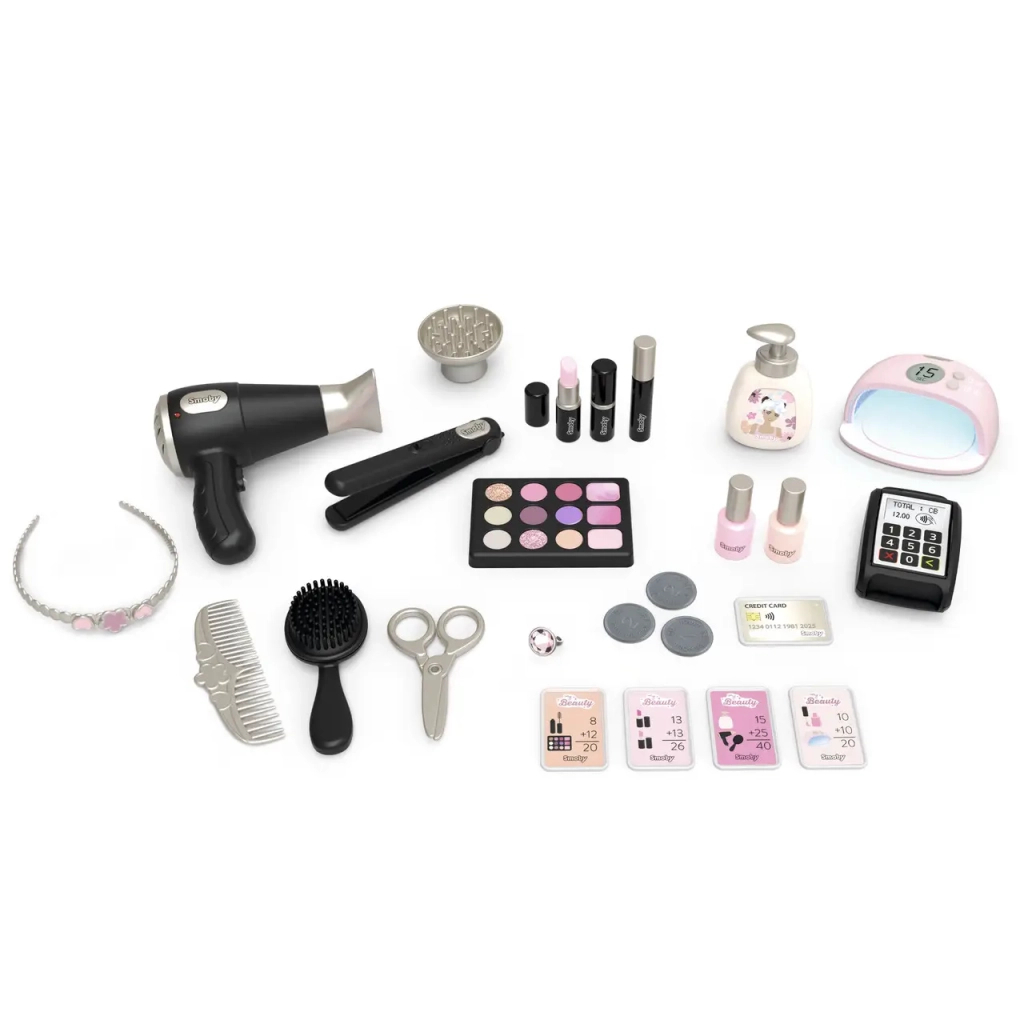 Ігровий набір Smoby Б'юті салон. Стиліст з набором косметики, звук. та світл. ефекти, 32 аксесуара (7600320256)