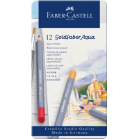Colored pencils Faber-Castell GoldFaber watercolor, metal case 12 colors (114612) (27637)