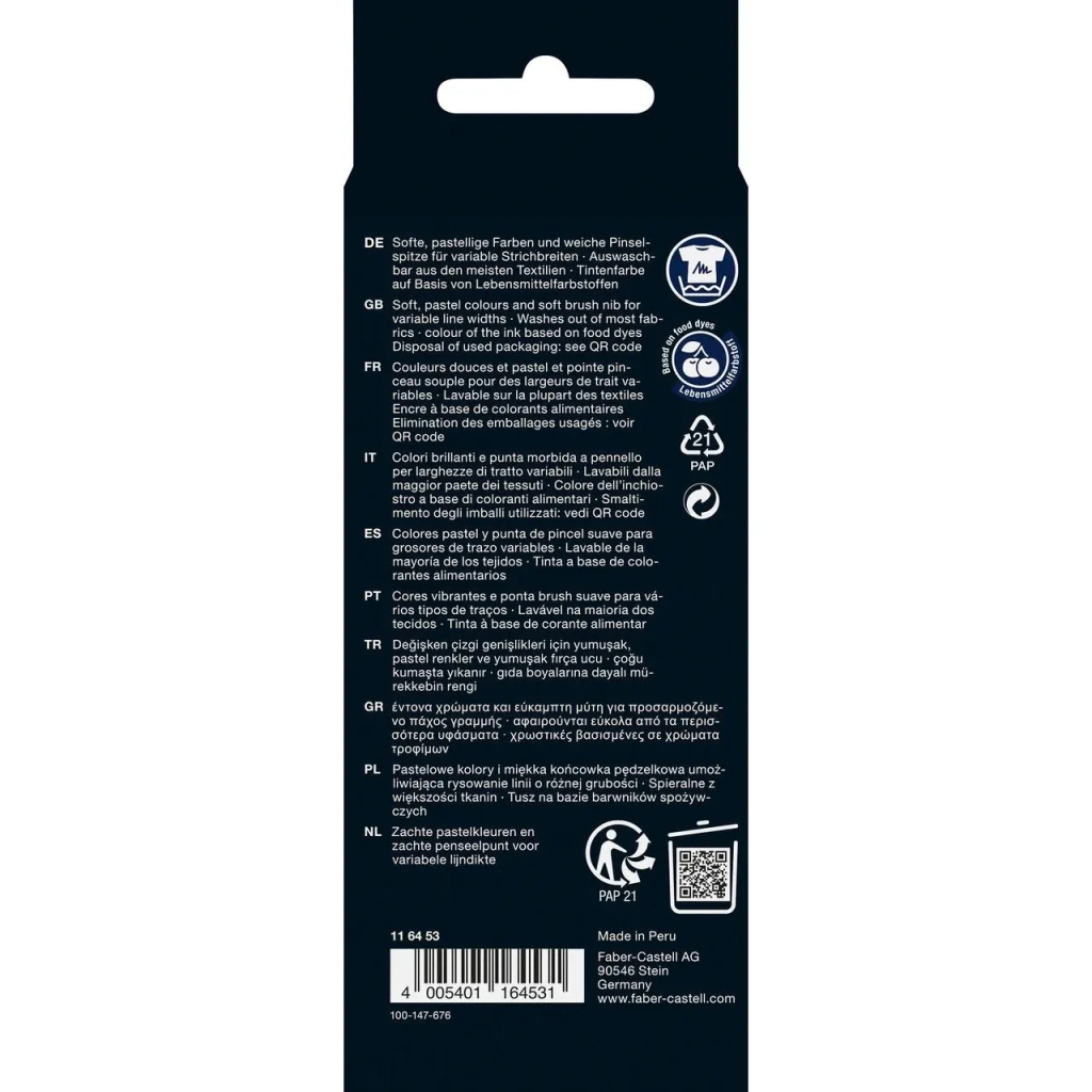 Фломастери Faber-Castell пензлики Black Edition Pastel пастельних кольорів, 6 кольорів (32357)