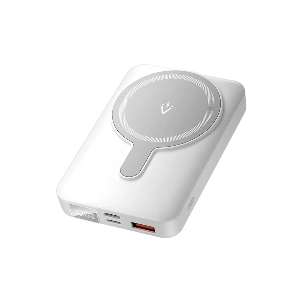 Батарея універсальна Vention 10000mAh Magnetic Wireless 22.5W PD, QC/3.0, LED Display, QI-15W, White (FHTW0)