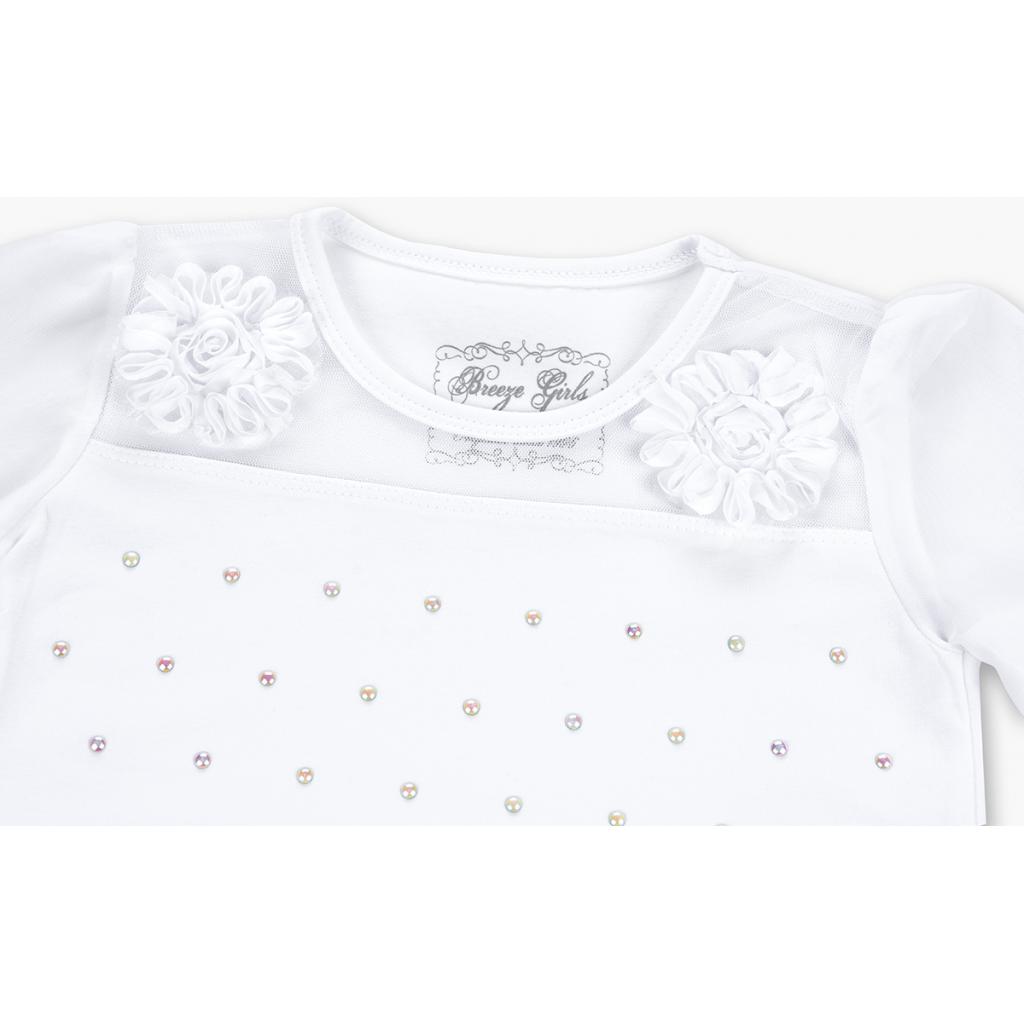 Кофта дитяча Breeze з шифоновими рукавами і стразами (8840-92G-white)