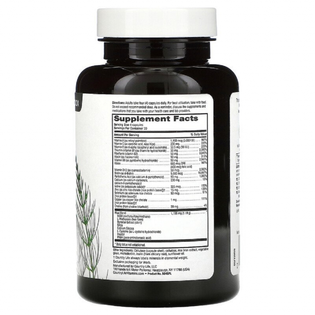 Вітамінно-мінеральний комплекс Country Life Комплекс для Роста і Укріплення Волос, Maxi-Hair, 120 гелеві (CLF-05045)