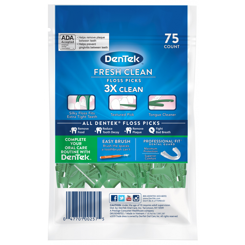 Флос-зубочистки DenTek Освіжаюче очищення 75 шт. (47701002575)