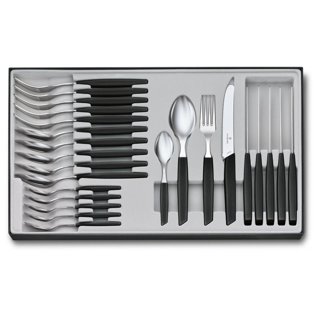 Набір столових приборів Victorinox Swiss Modern Table Set 24 шт Tomato Black (6.9093.11W.24) Набір столових приборів Victorinox Swiss Modern Table Set 24 шт Tomato Black (6.9093.11W.24)