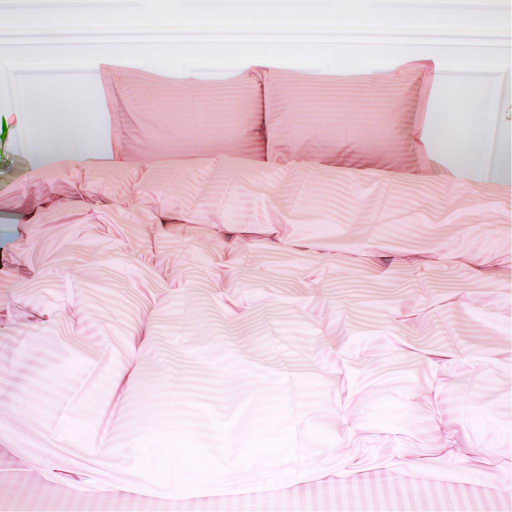 Постільна білизна MirSon Satin Stripe 30-0007 Pink 220х240 King Size (2200005249895)