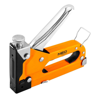 Степлер будівельний Neo Tools 4-14 мм, тип скоб J/53, регулювання забивання скоб (16-032)