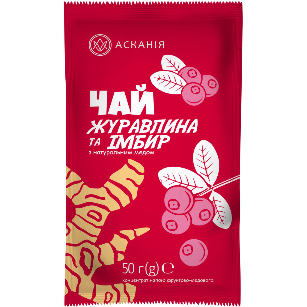 Чай Асканія Журавлина та імбир концентрований у саше 50 г (4820071645025)