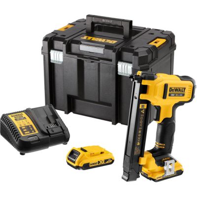 Степлер будівельний DeWALT 18В XR, довжина/ширина скоби 25/19.7 мм, 2xAh, кейс TSTAK (DCN701D2)