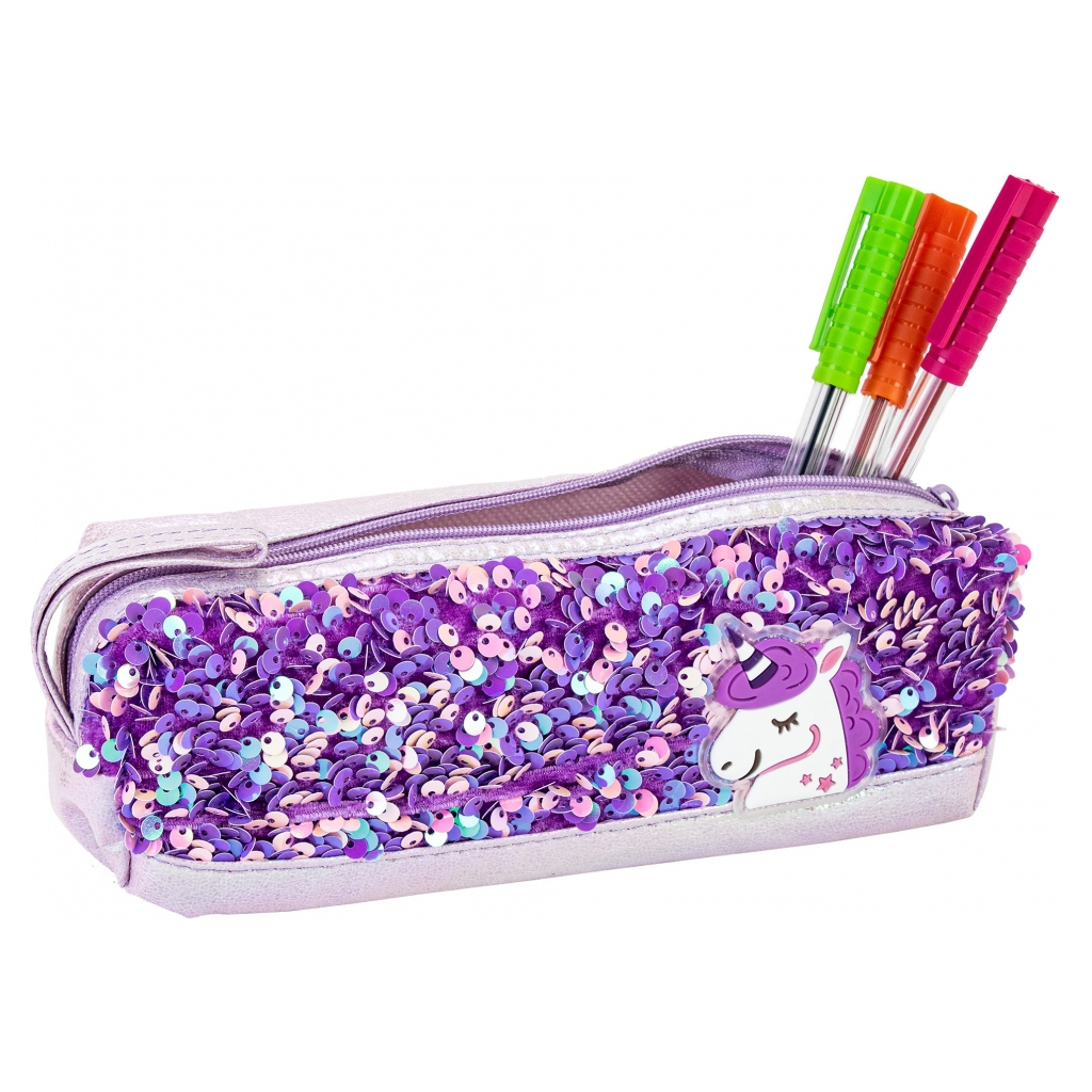 Пенал Cool For School з паєтками та ремінцем 1 відділення фіолетовий (CF87056) Пенал Cool For School з паєтками та ремінцем 1 відділення фіолетовий (CF87056)