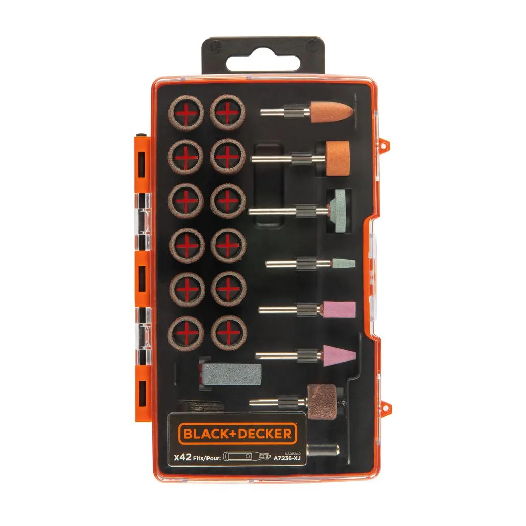 Набір інструментів Black&Decker для шліфування, різання, полірування та очищення, 42 од. (A7236) Набір інструментів Black&Decker для шліфування, різання, полірування та очищення, 42 од. (A7236)