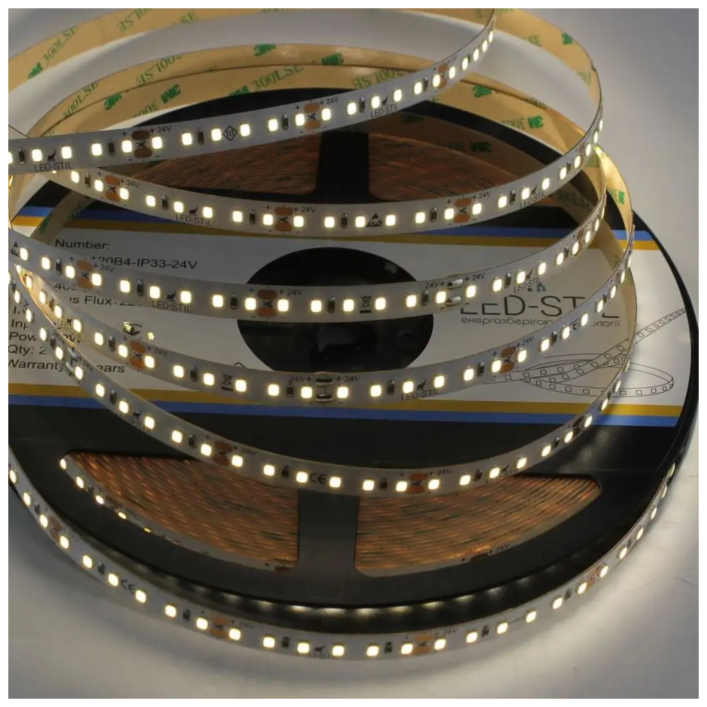 Світлодіодна стрічка LED-STIL 4000K 2 Вт/м 2835 120 діодів IP33 24 Вольта 220 lm нейтральне світло (DFN2835-120B4-2w-IP33-24V)