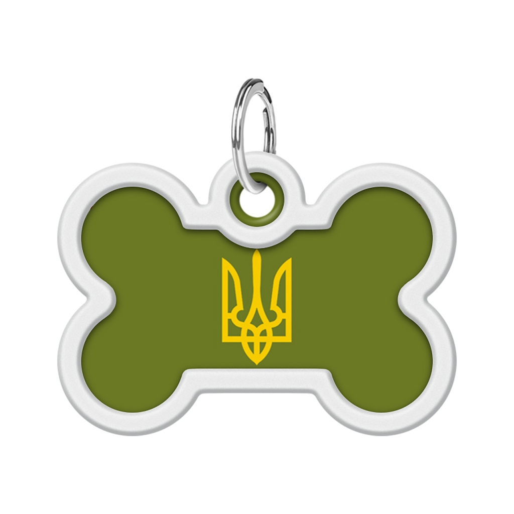 Адресник для тварин WAUDOG Smart ID з QR паспортом "Тризуб олива", кістка 40х28 мм (231-4032)