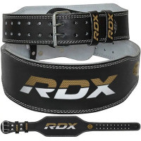 Атлетичний пояс RDX 6 шкіряний Black Gold M (WBS-6RB-M)