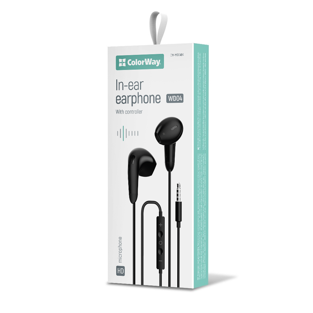 Навушники ColorWay 3.5 mm Wired Earphone Sound Wave Black (CW-WD04BK) Навушники ColorWay 3.5 mm Wired Earphone Sound Wave Black (CW-WD04BK)