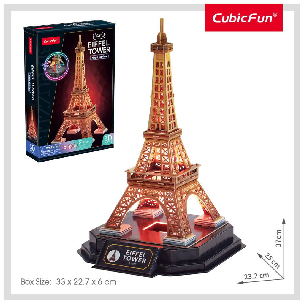 Пазл Cubic Fun Тривимірний пазл Night edition Ейфелева вежа із LED-підсвічуванням (L534h) Пазл Cubic Fun Тривимірний пазл Night edition Ейфелева вежа із LED-підсвічуванням (L534h)
