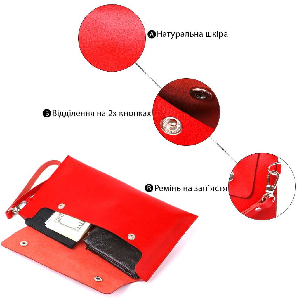 Косметичка Shvigel Шкіряна Червона (16421)