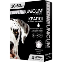 Краплі для тварин Unicum Premium від бліх та кліщів на холку для собак масою 30-60 кг/3 шт (4820150203856)