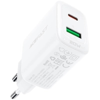 Зарядний пристрій Acefast A25 1xUSB-C PD20W + 1xUSB-A White (6974316281214)