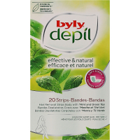 Byly wax strips for body depilation with mint, green tea, aloe 20 pcs (8411104040502)