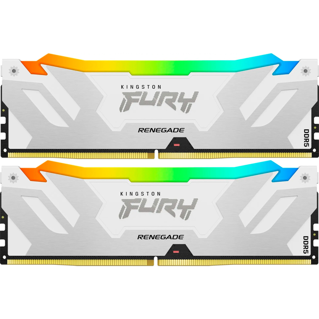 Модуль пам'яті для комп'ютера DDR5 48GB (2x24GB) 8000 MHz Renegade RGB White/Silver Kingston Fury (ex.HyperX) (KF580C38RWAK2-48)