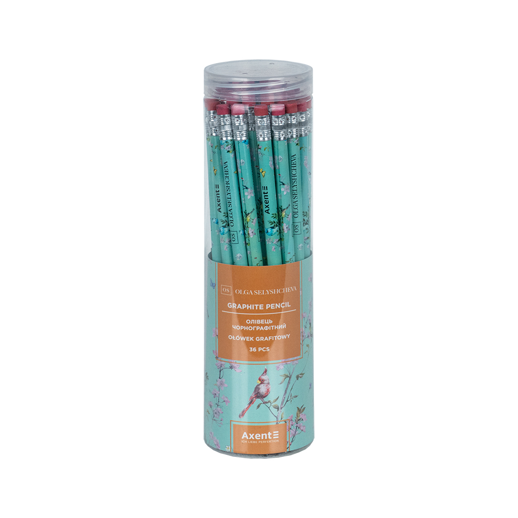 Олівець графітний Axent OS, Spring круглий, з гумкою, НВ (9009/36-26-A)