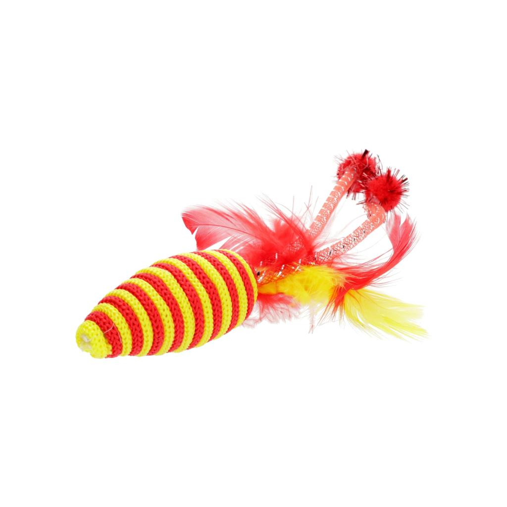 Іграшка для котів Hippie Pet Мишка з пір'ям помаранчева 16.5 см (HIPCT2304024O)