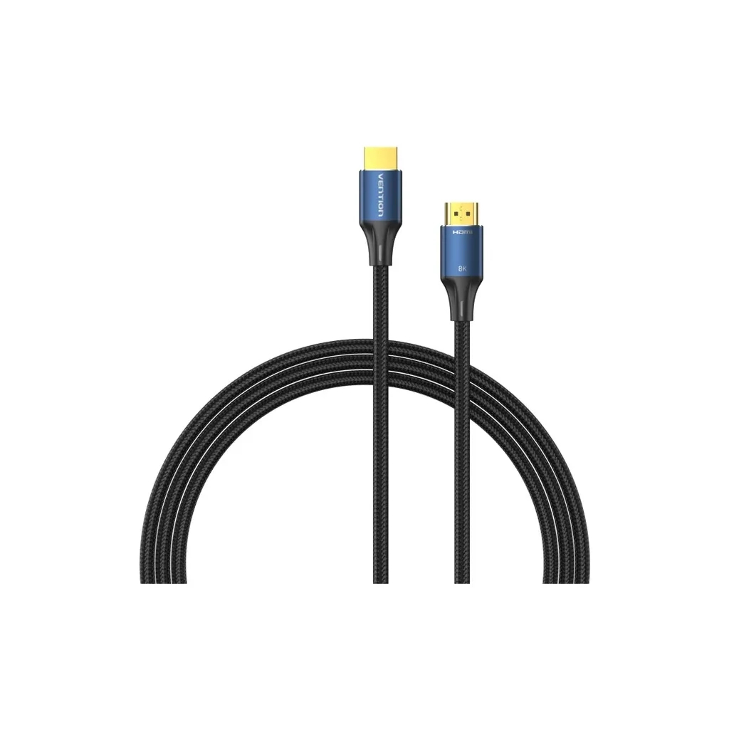 Кабель мультимедійний HDMI M to HDMI M 1.0m 8K60Hz cotton braided blue Vention (ALGLF) Кабель мультимедійний HDMI M to HDMI M 1.0m 8K60Hz cotton braided blue Vention (ALGLF)
