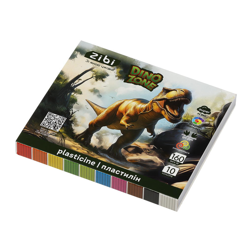 Пластилін ZiBi KIDS Line DINO 10 кольорів, 160 г (ZB.6278) Пластилін ZiBi KIDS Line DINO 10 кольорів, 160 г (ZB.6278)