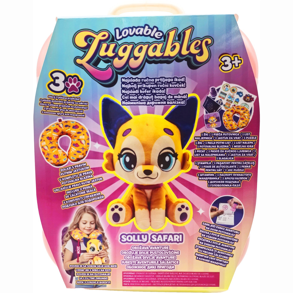 Ігровий набір Lovable Luggables М'яка іграшка Solly з подушкою і валізкою (815887029507)