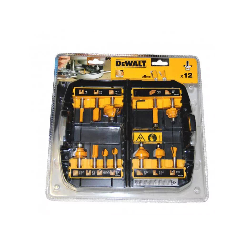 Набір фрез DeWALT діаметр хвостовика 8 мм, 12 шт. (DT90016)