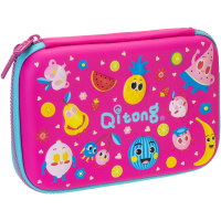 Cool For School pencil case 1 compartment with fuchsia organizer (QT-5675-Rosered)