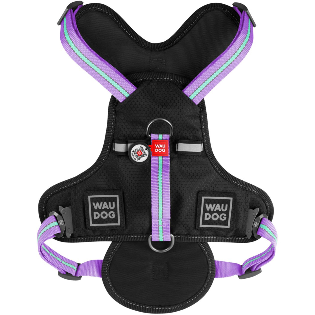 Шлея для собак WAUDOG Nylon безпечна з QR паспортом S фіолетова (52479)