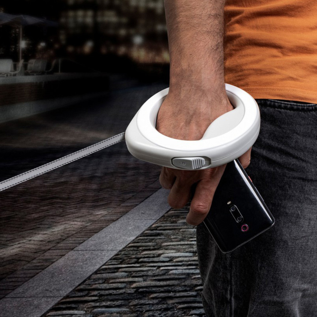 Повідець для собак WAUDOG R-leash світловідбиваюча стрічка XS-M до 40 кг 2.9 м білий (812715)