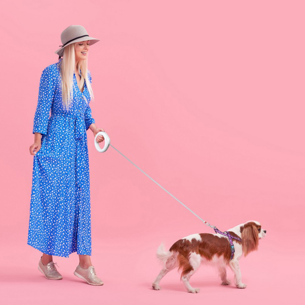 Повідець для собак WAUDOG R-leash світловідбиваюча стрічка XS-M до 40 кг 2.9 м білий (812715)