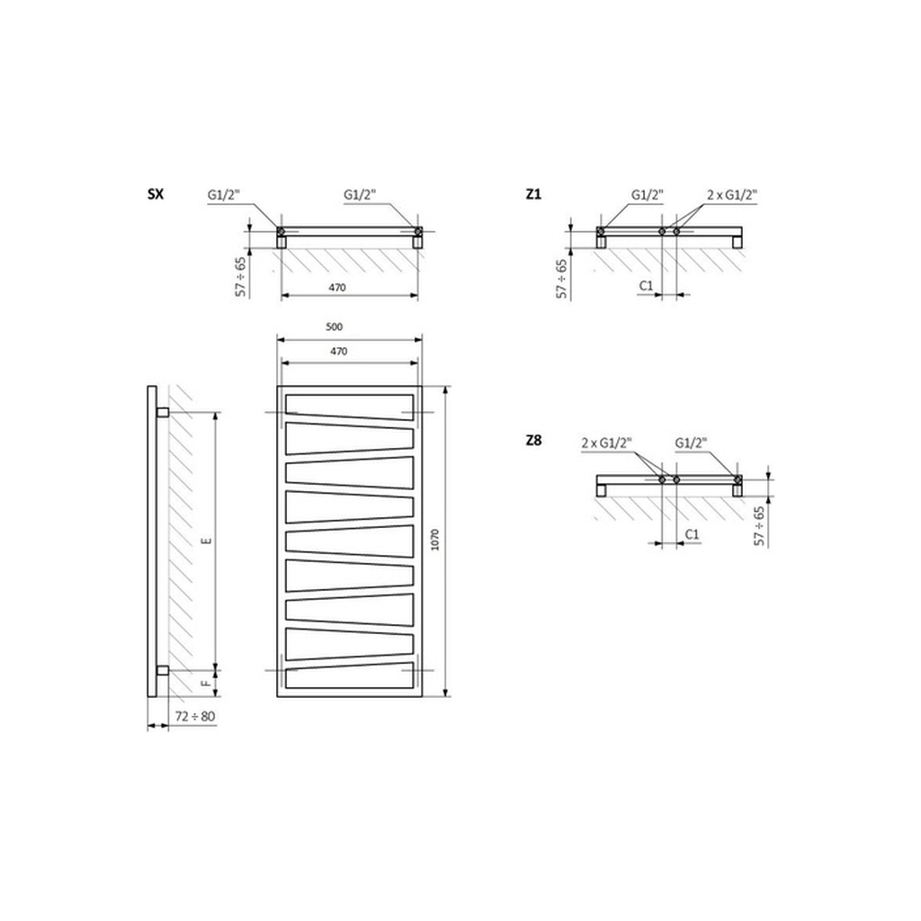 Сушарка для рушників Terma 1070х500 Zigzag (WGZIG107050KIHESX)