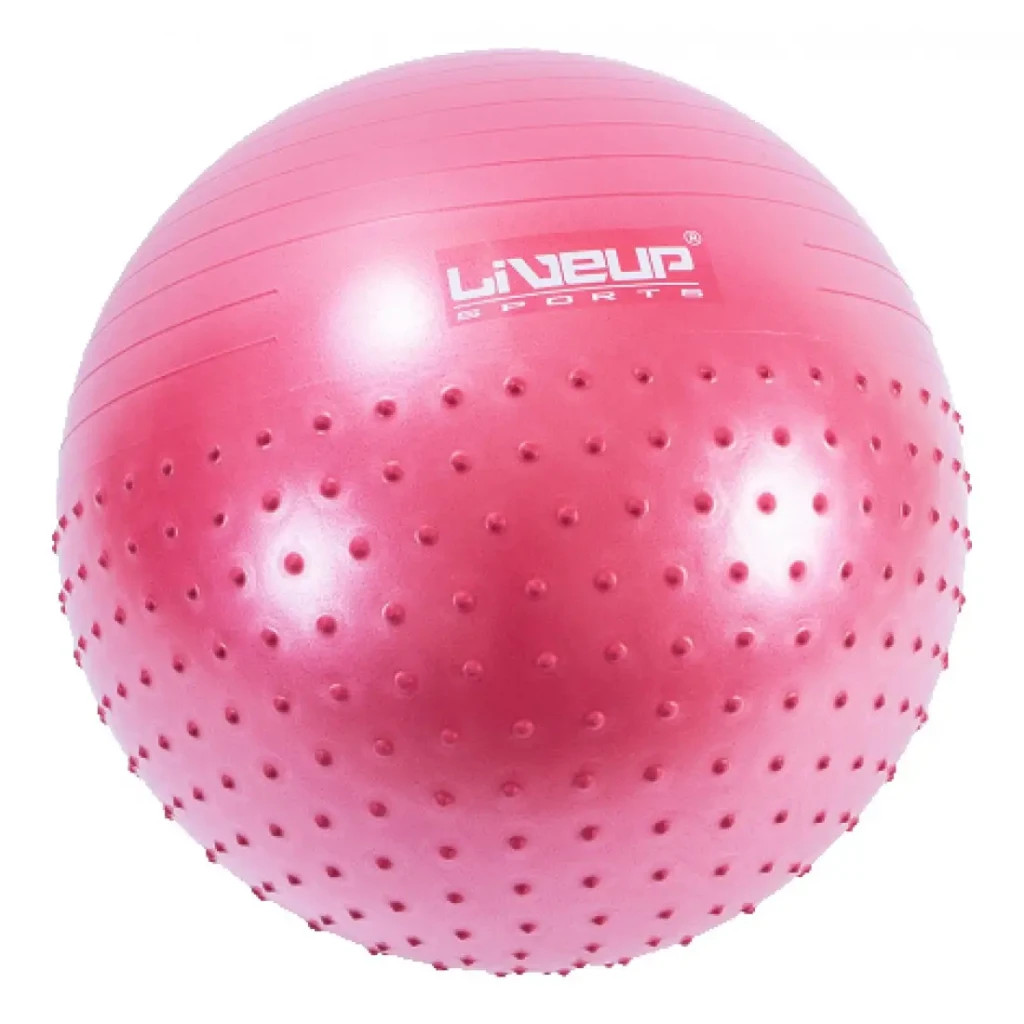 М'яч для фітнесу LiveUp Half Massage Ball LS3569 масажний з насосом червоний 65см/100 (6951376104233) М'яч для фітнесу LiveUp Half Massage Ball LS3569 масажний з насосом червоний 65см/100 (6951376104233)