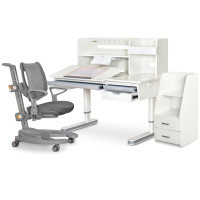 Desk with chair Mealux Montreal 2 (desk+sideboard+chair) (BD-670_2WG+Shelf+Y-1030+C-12 GRAY)