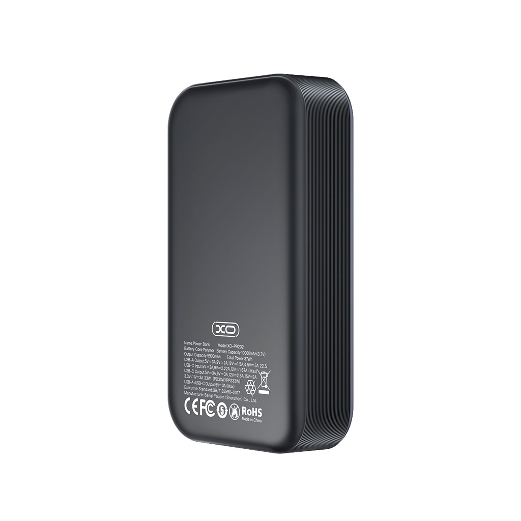 Повербанк XO 10000mAh, PD/30W, QC/22.5W, PPS/33W, black (PR232_Black)