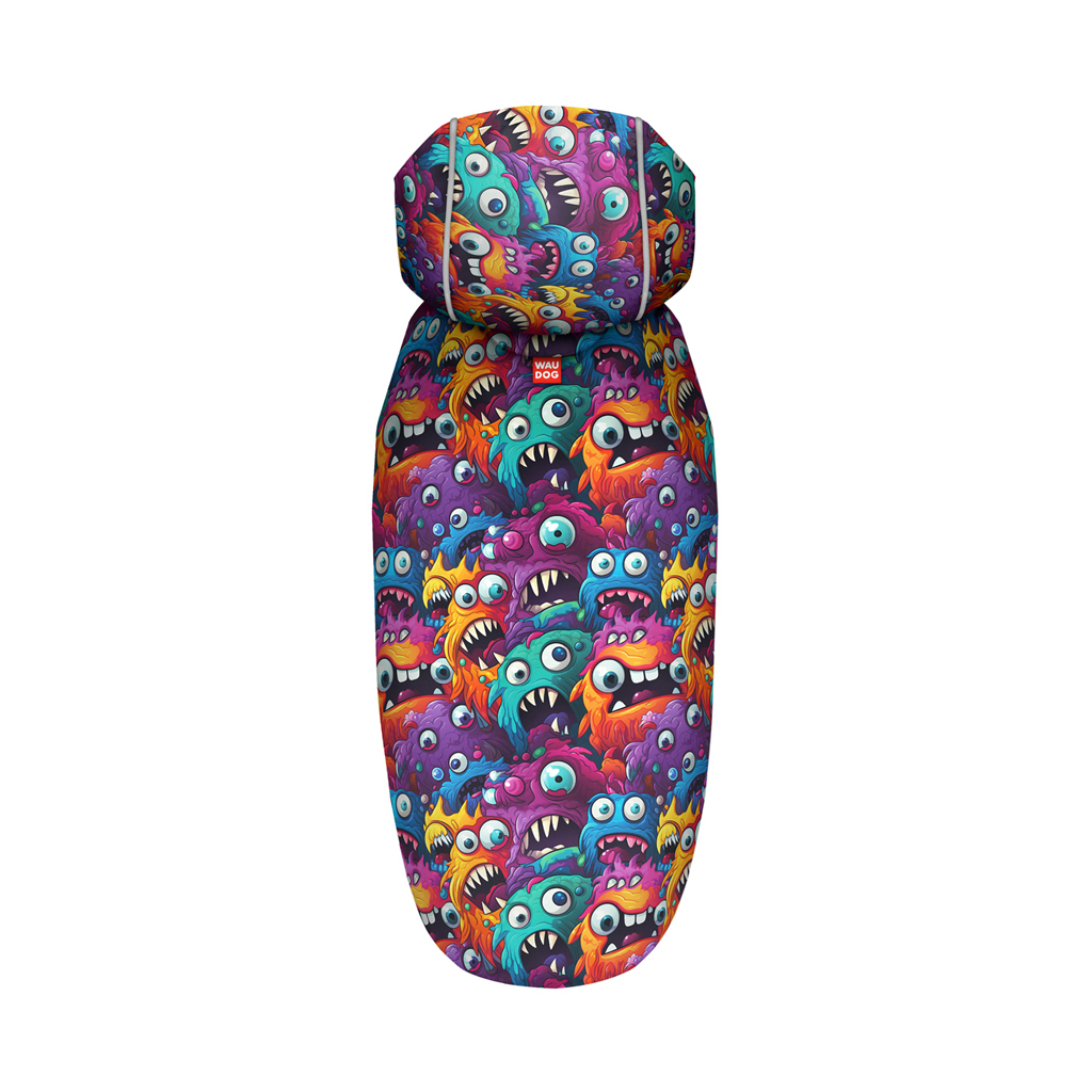 Дощовик для тварин WAUDOG Clothes Накидка з капюшоном Зубасті монстри S (356-4048)