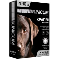 Краплі для тварин Unicum Premium від бліх та кліщів на холку для собак масою 4-10 кг/3 шт (4820150201791)