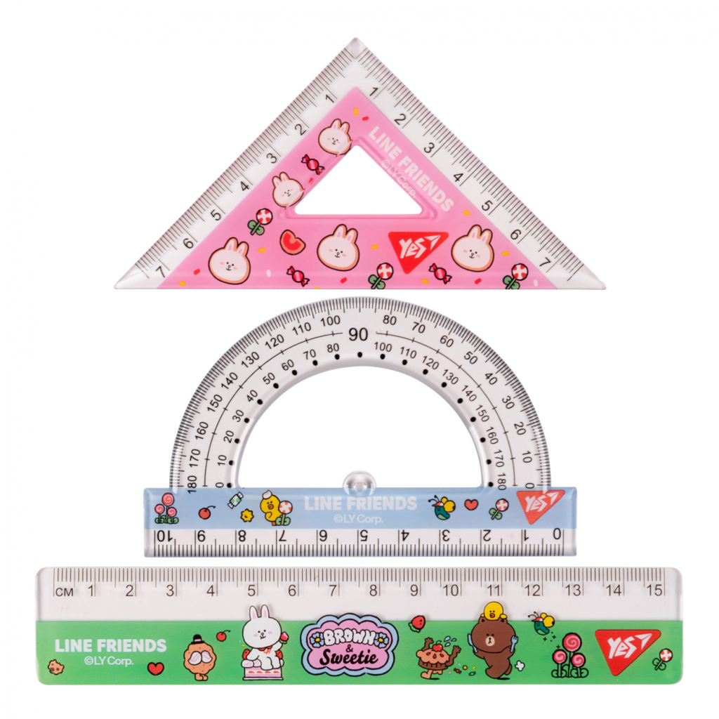 Лінійка Yes набір Line friends, лінійка 15 см (3 предмети) (370676) Лінійка Yes набір Line friends, лінійка 15 см (3 предмети) (370676)