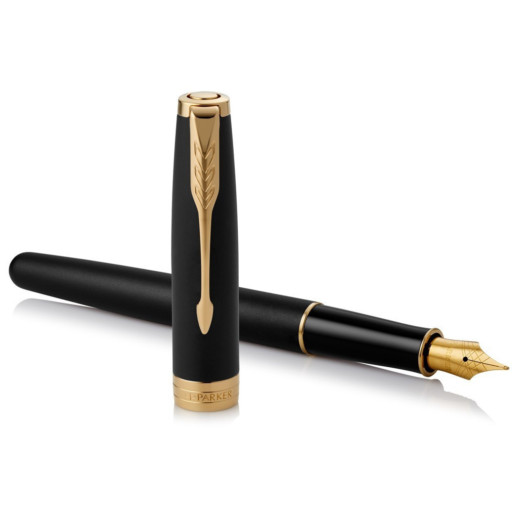 Ручка пір'яна Parker SONNET 17 Matte Black Lacquer GT  FP F + блокнот Parker + подар.упаковка GIFT24 (84 811b24)